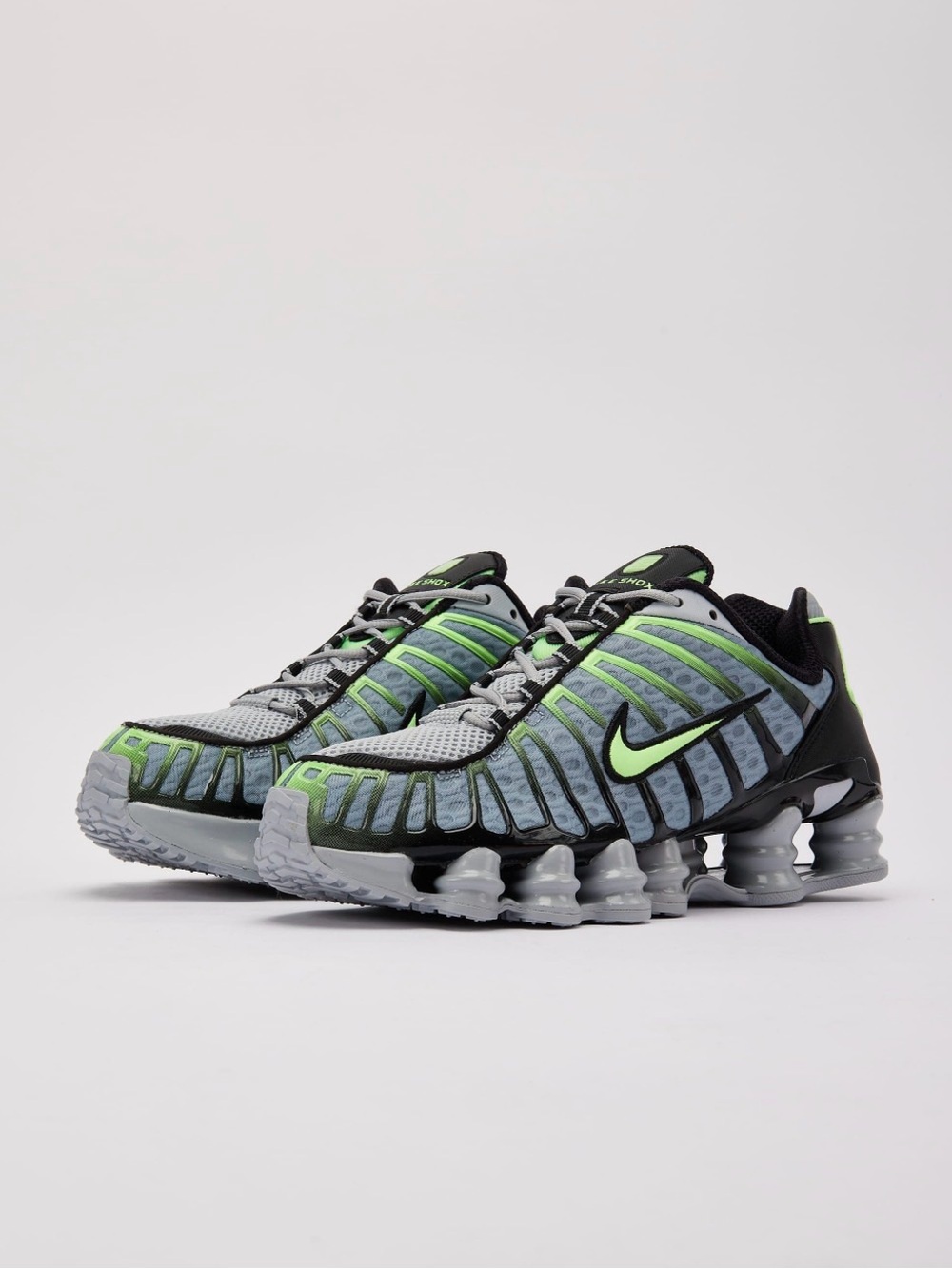 Nike Shox TL Men's Wolf Gray and lime Accent Running Sneakers